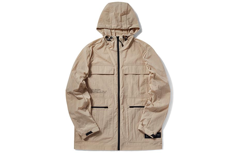 Anta Lifestyle Multi-Pocket Zip-Up Hooded Jacket Light Khaki 95019611-1