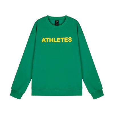 Anta Lifestyle Oversized Letter Print Crewneck Sweatshirt Unisex Retro Green 972348713-7
