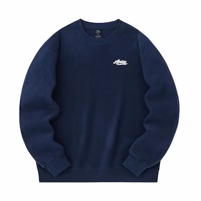 Anta Lifestyle Pullover Fleece Sweatshirt Unisex Letter Print Deep Navy 952348707-3