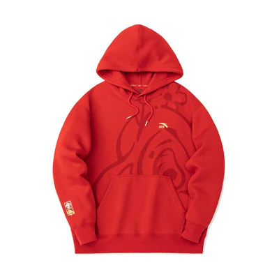 Anta Lifestyle Red Loose Fit Logo Embroidered Printed Hoodie Unisex 152318714-1