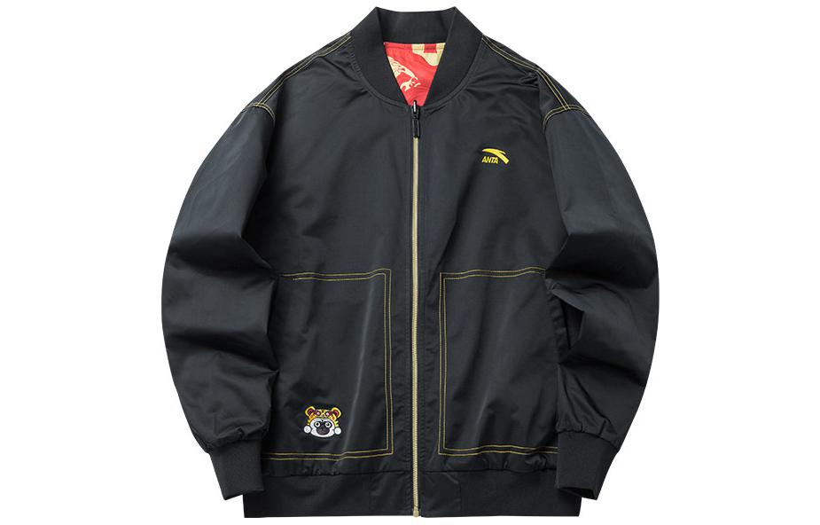 Anta Lifestyle Series Black Logo Printed Zip Jacket 152218606-2