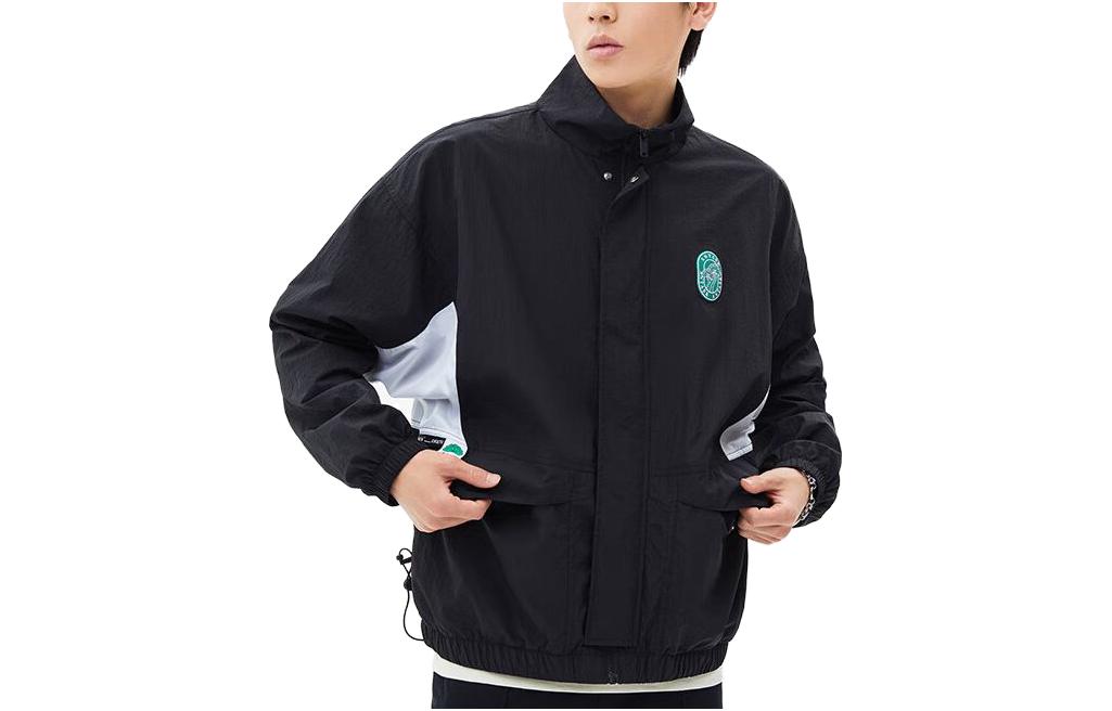 Anta Lifestyle Series Black Zip-Up Jacket with Logo Print and Lettering 172328612-1