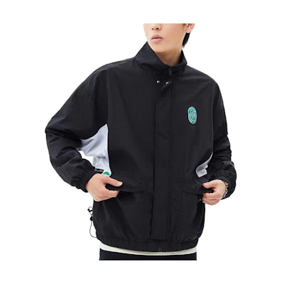 Anta Lifestyle Series Black Zip-Up Jacket with Logo Print and Lettering 172328612-1