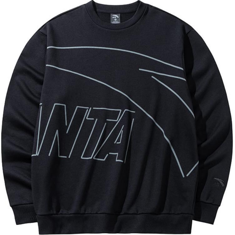 Anta Lifestyle Series Casual Comfy Breathable Sweatshirt - Basic Black 952438703-5