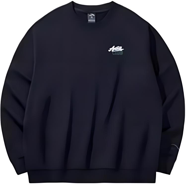 Anta Lifestyle Series Casual Crewneck Pullover Sweatshirt Basic Black 952448706-3