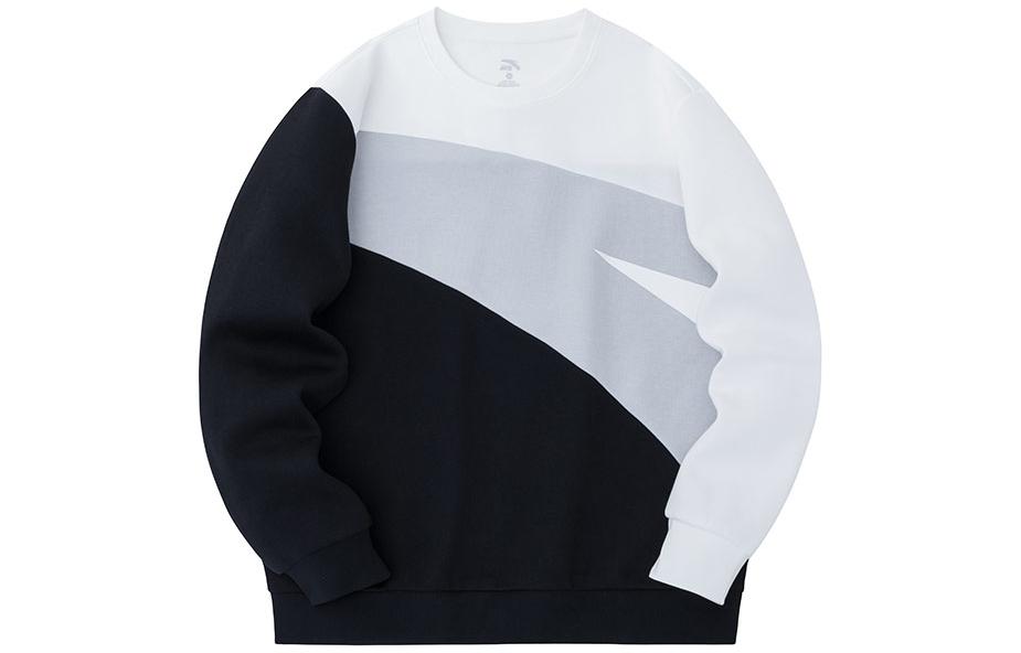 Anta Lifestyle Series Color-Block Logo Crewneck Pullover Sweatshirt Unisex Off-White 952348713-2