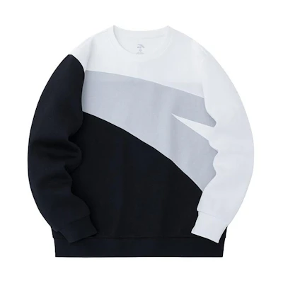 Anta Lifestyle Series Color-Block Logo Crewneck Pullover Sweatshirt Unisex Off-White 952348713-2