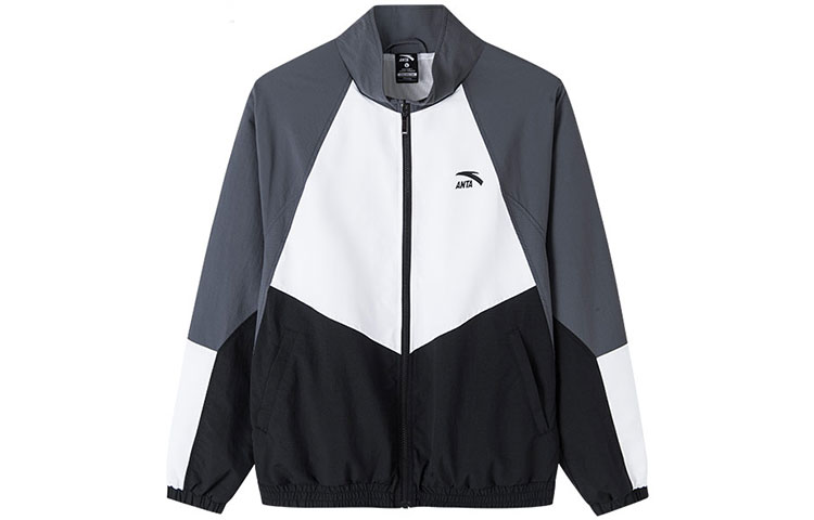 Anta Lifestyle Series Colorblock Letter Print Jacket Gray Autumn Wear 152138603-3