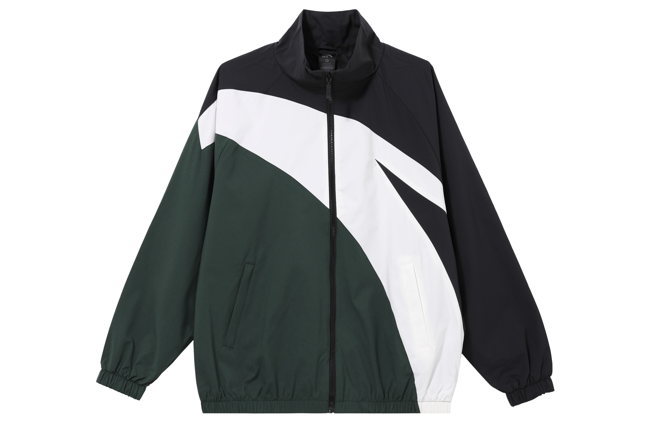 Anta Lifestyle Series Colorblock Logo Zip Jacket Unisex Black/Green 952338601-3