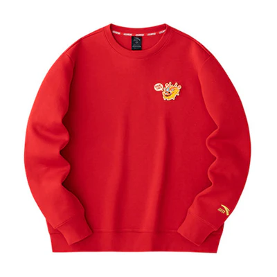 Anta Lifestyle Series Embroidered Knit Pullover Sweatshirt Red - 152418751-2