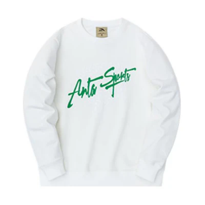 Anta Lifestyle Series Fleece Crewneck Sweatshirt Unisex White Letter Print 172248769-1
