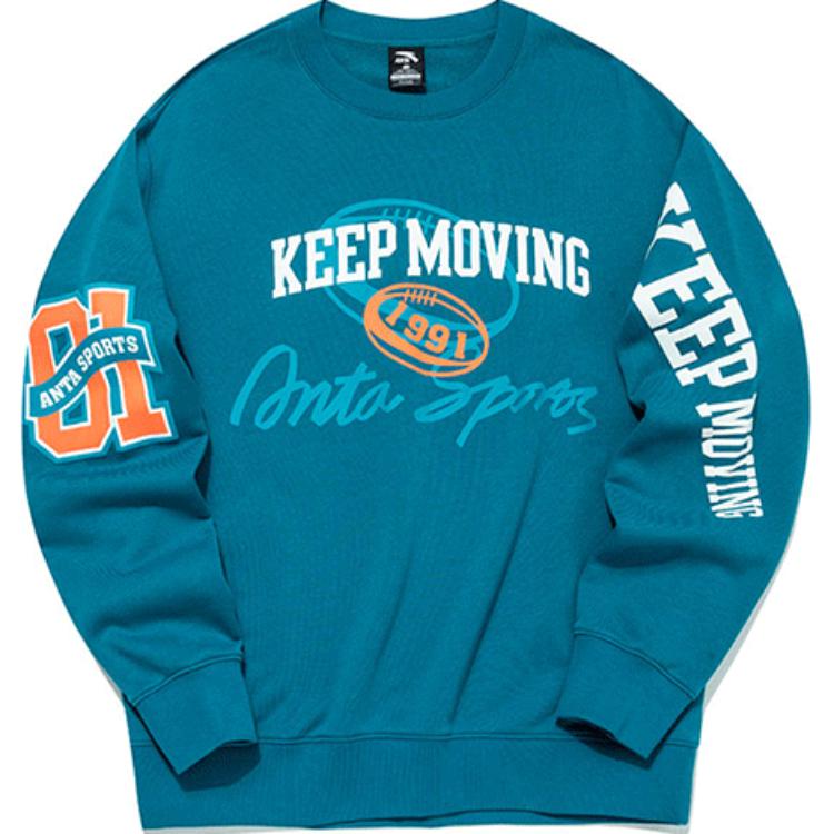 Anta Lifestyle Series Fleece Pullover Sweatshirt Unisex - Sea Lake Green 152148720-2