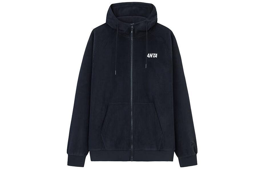 Anta Lifestyle Series Fleece Zip Hoodie Jacket Unisex Basic Black 972338706-3