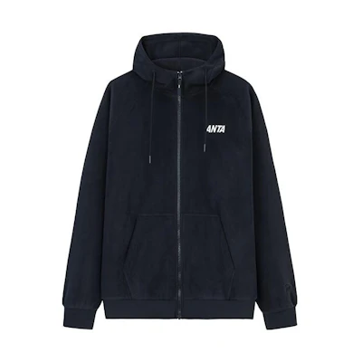 Anta Lifestyle Series Fleece Zip Hoodie Jacket Unisex Basic Black 972338706-3