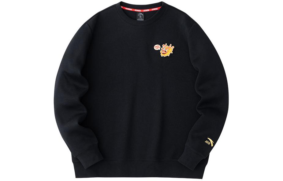 Anta Lifestyle Series Good Things Embroidered Knit Pullover Black Sweater 152418751-4