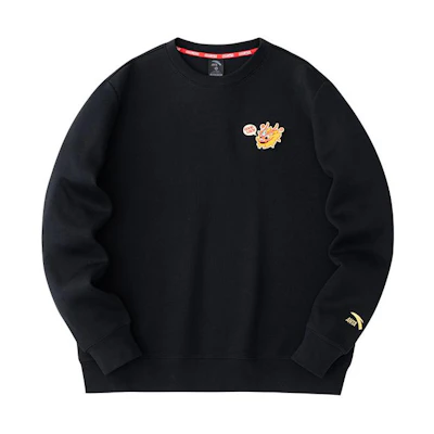 Anta Lifestyle Series Good Things Embroidered Knit Pullover Black Sweater 152418751-4