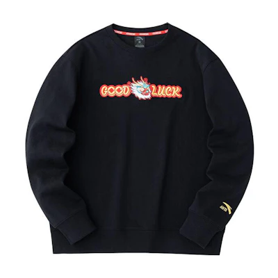 Anta Lifestyle Series Good Things Happen Black Crewneck Sweatshirt for Men 152418760-3