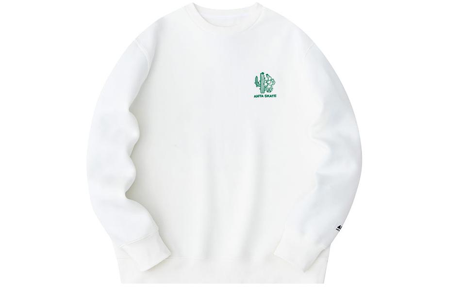 Anta Lifestyle Series Graphic Letter Crewneck Sweatshirt Ivory White Unisex 172428706-1