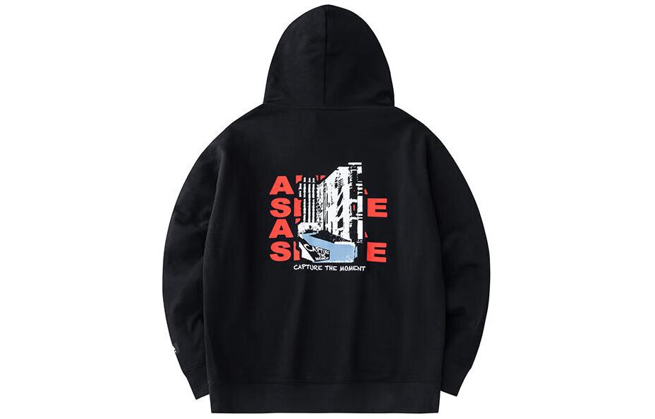 Anta Lifestyle Series Graphic Print Black Oversized Hoodie Unisex 152418716-3