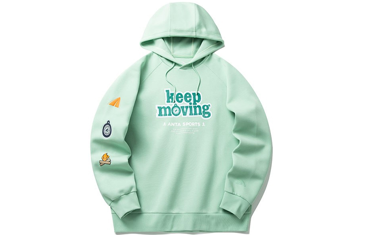 Anta Lifestyle Series Graphic Print Loose Fit Hoodie Unisex Green 152218705-3