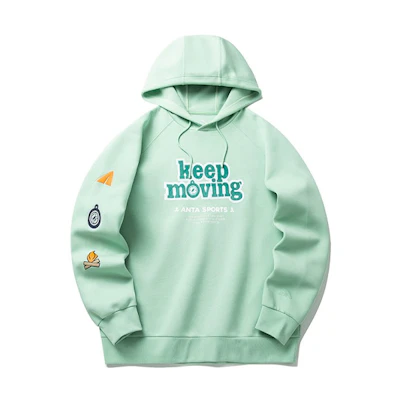 Anta Lifestyle Series Graphic Print Loose Fit Hoodie Unisex Green 152218705-3