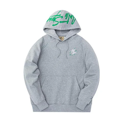 Anta Lifestyle Series Gray Embroidered Pullover Hoodie 172248774-2