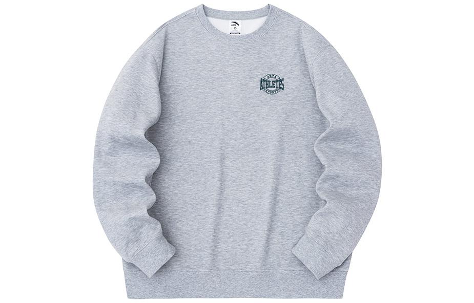 Anta Lifestyle Series Gray Fleece Crewneck Pullover Sweatshirt 952348714-1