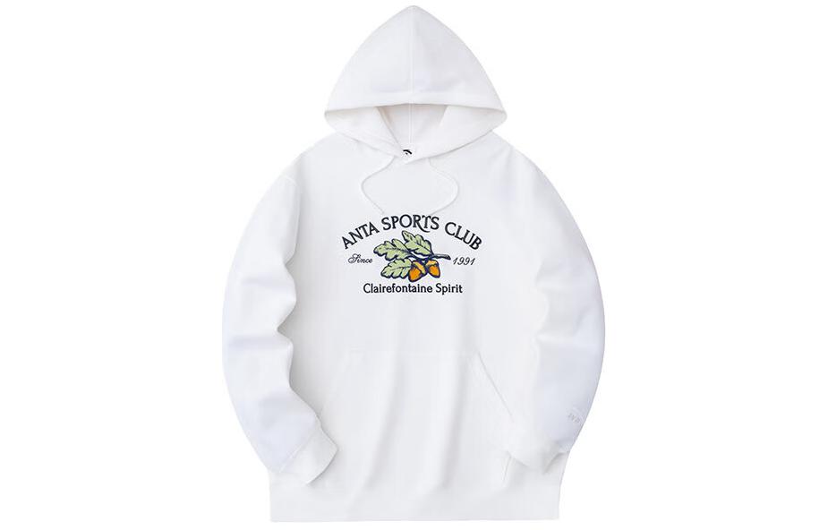 Anta Lifestyle Series Hand-Drawn Letter Loose Hooded Knit Hoodie Off-White 152418733-1