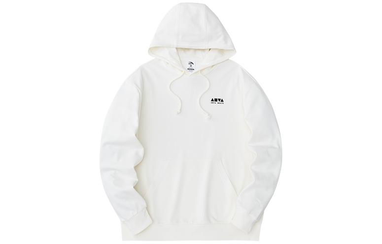 Anta Lifestyle Series Ivory White Hoodie Unisex Pullover Sweatshirt 972418703-1
