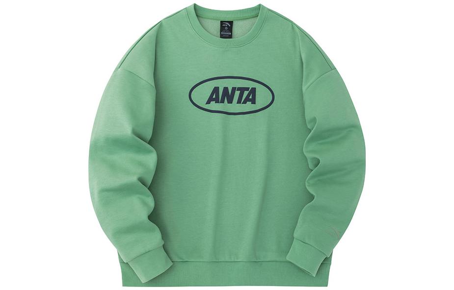 Anta Lifestyle Series Letter Crewneck Sweatshirt Unisex - Phantom Green 972338702-5