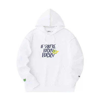 Anta Lifestyle Series Letter Hoodie Pullover Fleece Unisex Beige 172348702-1