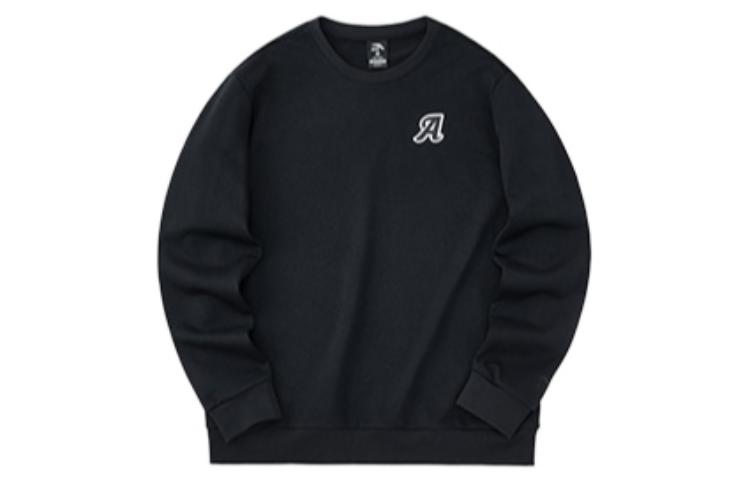 Anta Lifestyle Series Letter Logo Fleece Crewneck Sweatshirt Unisex Black 952238752-5