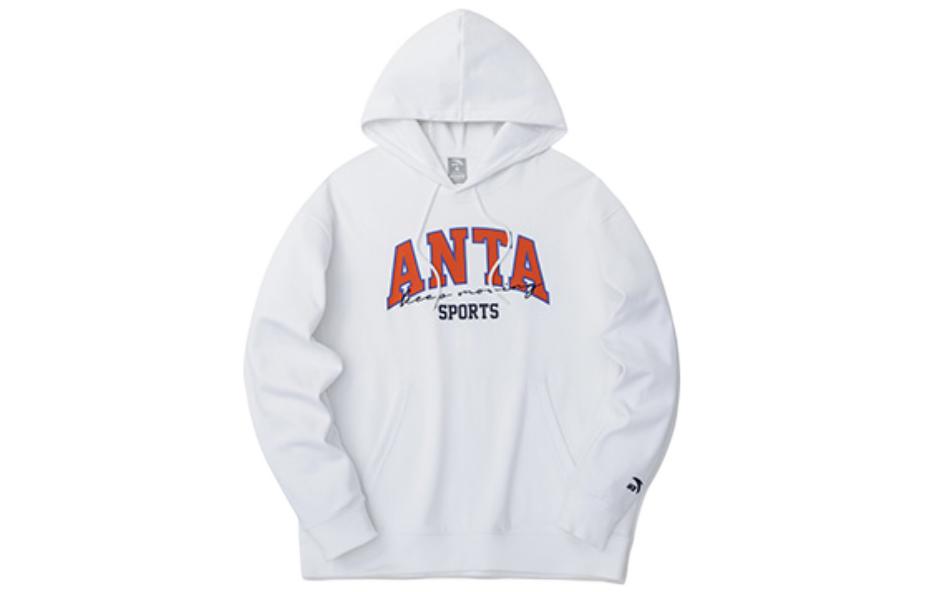 Anta Lifestyle Series Letter Logo Hoodie Unisex Snowflake White 152318709-1