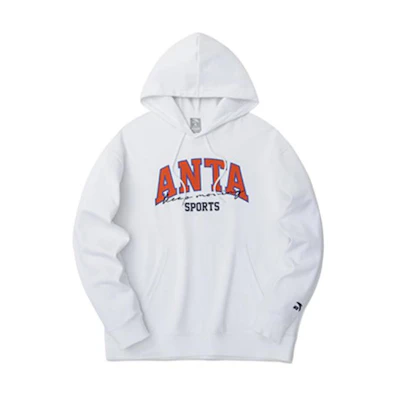 Anta Lifestyle Series Letter Logo Hoodie Unisex Snowflake White 152318709-1