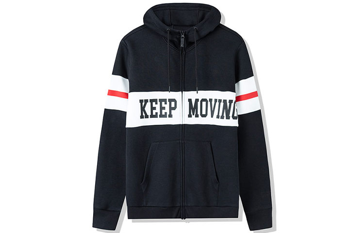 Anta Lifestyle Series Letter Print Colorblock Hooded Jacket for Men 152118726-3