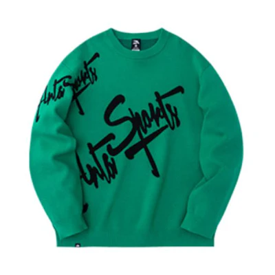 Anta Lifestyle Series Letter Print Crewneck Sweatshirt Unisex Leopard Green 172248768S-1