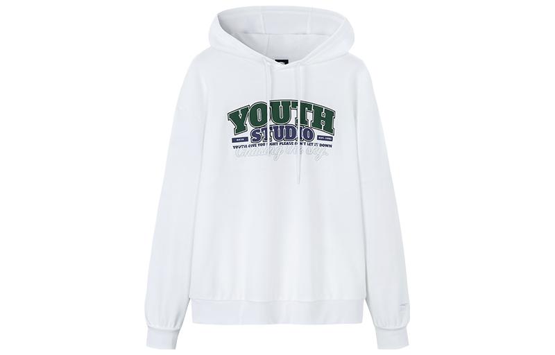 Anta Lifestyle Series Letter Print Drawstring Hoodie Unisex White 952238702-1