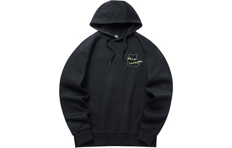 Anta Lifestyle Series Letter Print Fleece Hoodie Black 152148718R-1