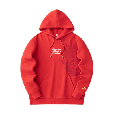 Anta Lifestyle Series Letter Print Pullover Hoodie Red Long Sleeve 152418761-2