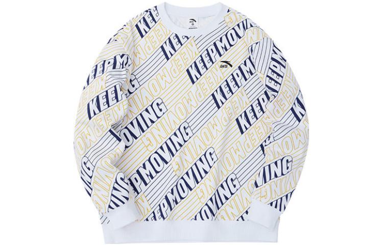 Anta Lifestyle Series Letter Print Pullover Sweatshirt Unisex Snowflake White 152318706-1