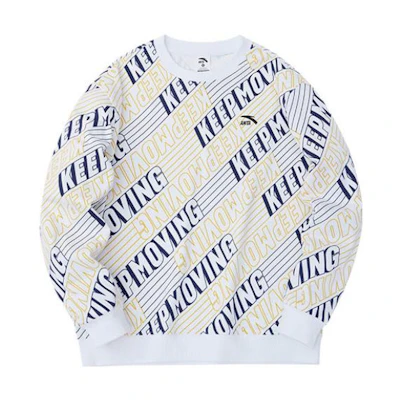 Anta Lifestyle Series Letter Print Pullover Sweatshirt Unisex Snowflake White 152318706-1