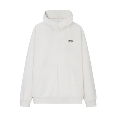 Anta Lifestyle Series Letter Zipper Fleece Hoodie Jacket Beige Unisex 972338706-1