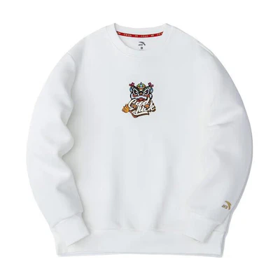 Anta Lifestyle Series Lion Print Crewneck Sweatshirt Unisex White 152318716-2