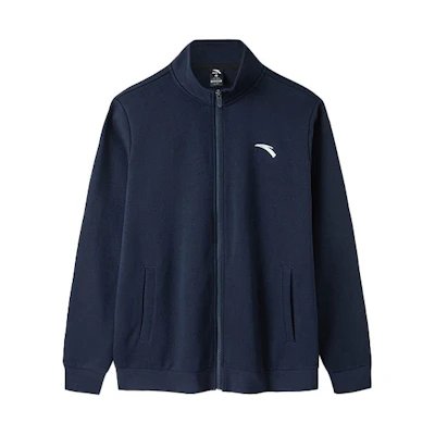 Anta Lifestyle Series Logo Knit Stand-Collar Jacket Deep Blue () 952138738-2