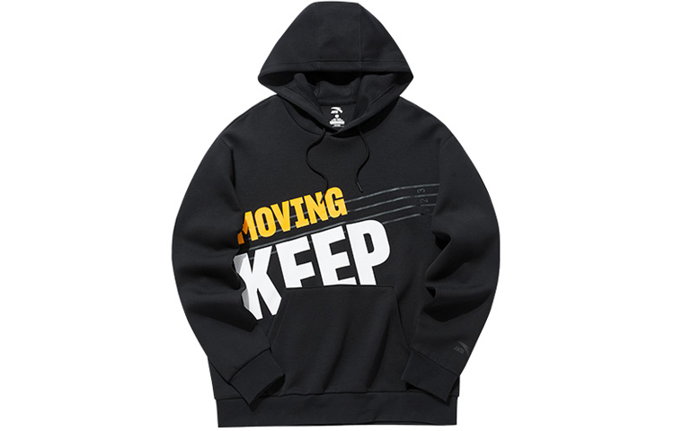 Anta Lifestyle Series Logo Print Hoodie Pullover Black 152138722-5