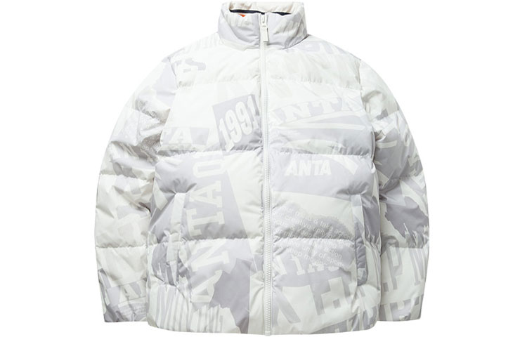 Anta Lifestyle Series Logo Print Puffer Jacket Winter White 152148904-2