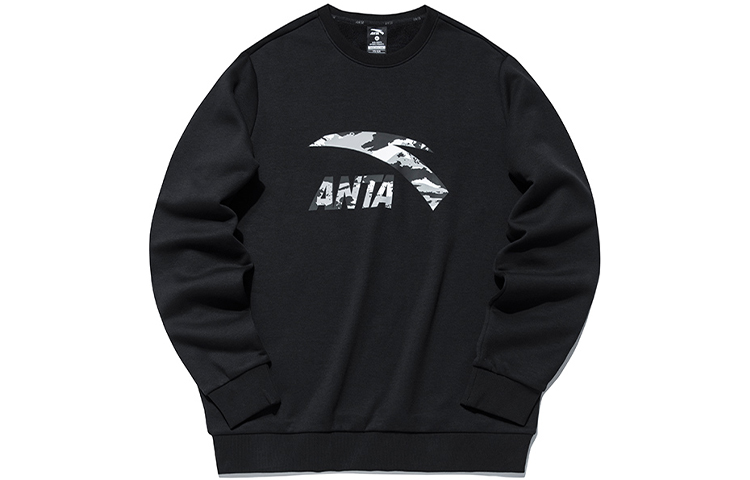 Anta Lifestyle Series Logo Print Pullover Sweatshirt Unisex Camo Black 952138736-5