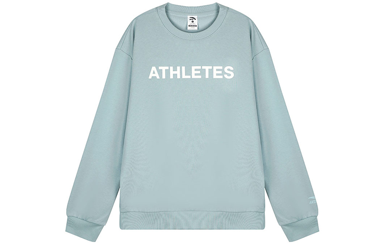 Anta Lifestyle Series Loose Fit Letter Print Crewneck Sweatshirt Light Blue Unisex 972348713-2