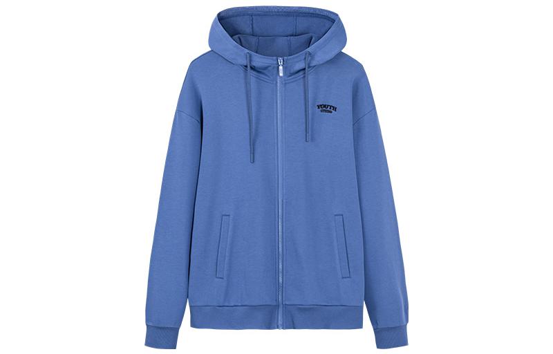 Anta Lifestyle Series Plain Logo Zip Sweatshirt Unisex Couple Style Blue 952238719-2