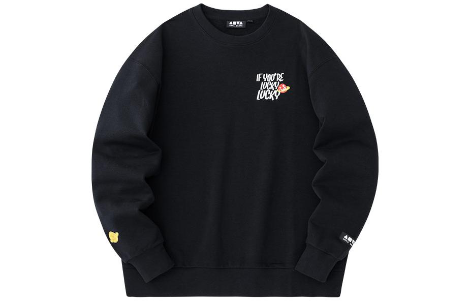 Anta Lifestyle Series Printed Letter Crewneck Sweatshirt Unisex Basic Black 172348701-3